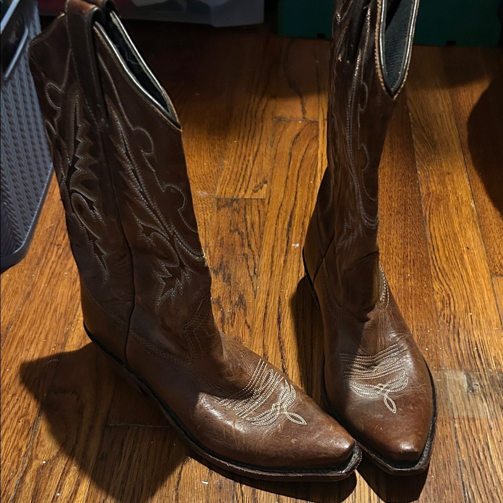 Gypsy Rose Brown Leather and Embroidery Women's Cowboy Boots